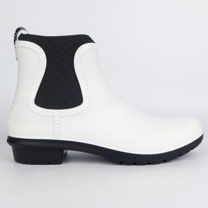UGG Chevonne Rain Boots Fur Insole Black White NEW